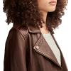 Lucky Brand Womens Women’s Classic Leather Moto Jacket(Chestnut)