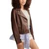 Lucky Brand Womens Women’s Classic Leather Moto Jacket(Chestnut)