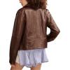 Lucky Brand Womens Women’s Classic Leather Moto Jacket(Chestnut)