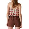 Lucky Brand Womens Women’s Crochet Romper(Pink Granny Square)