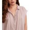 Lucky Brand Womens Women’s Solid Short Sleeve Popover W/Schiffli(Iris)