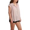 Lucky Brand Womens Women’s Solid Short Sleeve Popover W/Schiffli(Iris)