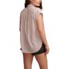 Lucky Brand Womens Women’s Solid Short Sleeve Popover W/Schiffli(Iris)