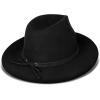 Lucky Brand Womens Wool Fedora Wide Brim Adjustable Hat with Faux Suede Tie (One Size Fits Most)(Black)