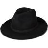 Lucky Brand Womens Wool Fedora Wide Brim Adjustable Hat with Faux Suede Tie (One Size Fits Most)(Black)