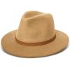 Lucky Brand Womens Wool Fedora Wide Brim Adjustable Hat with Faux Suede Tie (One Size Fits Most)(Khaki)
