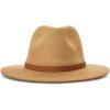 Lucky Brand Womens Wool Fedora Wide Brim Adjustable Hat with Faux Suede Tie (One Size Fits Most)(Khaki)