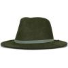 Lucky Brand Womens Wool Fedora Wide Brim Adjustable Hat with Faux Suede Tie (One Size Fits Most)(Olive)