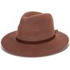 Lucky Brand Womens Wool Fedora Wide Brim Adjustable Hat with Faux Suede Tie (One Size Fits Most)(Whiskey)