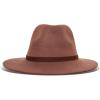 Lucky Brand Womens Wool Fedora Wide Brim Adjustable Hat with Faux Suede Tie (One Size Fits Most)(Whiskey)