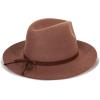 Lucky Brand Womens Wool Fedora Wide Brim Adjustable Hat with Faux Suede Tie (One Size Fits Most)(Whiskey)