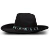 Lucky Brand Womens Wool Felt Fabric Wide Brim Ranger Boater Adjustable Hat (One Size Fits Most)(Cowboy W/ Turquosie Band – Black)