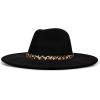 Lucky Brand Womens Wool Felt Fabric Wide Brim Ranger Boater Adjustable Hat (One Size Fits Most)(Ranger W/ Leopard Band – Black)
