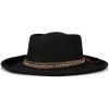 Lucky Brand Womens Wool Felt Fabric Wide Brim Ranger Boater Adjustable Hat (One Size Fits Most)(Rhinestone Tie – Black)
