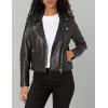 Lucky Brand womens Classic Leather Moto Jacket(Washed Black)