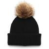 Lucky Brand womens Woven Check Scarf and Pom Hat Set- Boxed(Black)