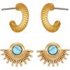 Lucky Brand 2 Pairs Trendy Studs & Hoops Howlite Stone Earrings Set