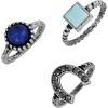 Lucky Brand 3 Pack Lapis Lazuli and Amazonite Stone Rings – Size 7