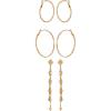 Lucky Brand 3 Pairs Classic Drops & Hoops Earrings Set