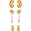 Lucky Brand 3 Pairs Trendy Studs And Hoops Earrings