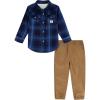 Lucky Brand Baby Boys’ Comfortable and Stylish Fit Everyday Casual Wear 2Piece Woven Set(Blue Plaid / Ermine)