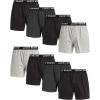 Lucky Brand Boxers for Men – 8 Pack Knitted Mens Underwear with Functional Fly – Classic Mens Boxers (S-XXL)(Black/Heather Grey/Jet)