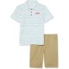 Lucky Brand Boys 2 Pieces Short Set(Teal/Cloud Dancer/British Khaki)