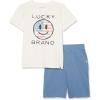 Lucky Brand Boys 2 Pieces Short Set(Vanilla Ice/Coronet Blue)