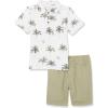 Lucky Brand Boys 2 Pieces Short Set(White/Tea/Papaya)