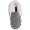 Lucky Brand Boy’s Faux Wool A-line House Shoes for Kids, Memory Foam Slippers(Grey/White)