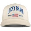 Lucky Brand Classic Cotton Adjustable | Dad Hat | Baseball Cap | Fishing | Low Profile | 5 Panel Design(Flag – Cream)