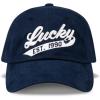 Lucky Brand Classic Cotton Hat | Adjustable | Dad Hat | Baseball Cap | Golf | Fishing | Low Profile | 5 Panel Design(1990 Embroidered – Navy)