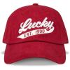 Lucky Brand Classic Cotton Hat | Adjustable | Dad Hat | Baseball Cap | Golf | Fishing | Low Profile | 5 Panel Design(1990 Embroidered – Red)