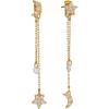 Lucky Brand Drop Chain With Cubic Zirconia Star&Moon Pendants Earrings