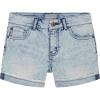 Lucky Brand Girls Cuffed Jean Shorts, Stretch Denim with 5 Pockets, Mid to High Rise Waist(Riley Indigo Marble)