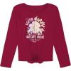 Lucky Brand Girls’ Long Sleeve Graphic T-Shirt, Tagless Cotton Tee with Fun Designs(Red Plum)