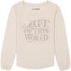 Lucky Brand Girls’ Long Sleeve Graphic T-Shirt, Tagless Cotton Tee with Fun Designs(Whitecap Gray)