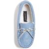 Lucky Brand Girls Plush Glitter Bow Moccasin Slippers, Rubber Sole Indoor Outdoor House Shoes, Kids Bedroom Slipper Moccasins(Denim)
