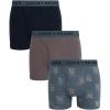 Lucky Brand Mens Boxer Briefs – 3 Pack Classic Mens Underwear Boxer Briefs with Functional Fly – Soft Cotton Boxers for Men(Medium Grey/Stormy Weather Print/Dark Grey)