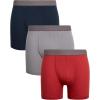 Lucky Brand Mens Boxer Briefs – 3 Pack Soft Mens Underwear Boxer Briefs with Contour Pouch – Breathable Boxers for Men(Eclipse/Red/Silver)