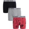 Lucky Brand Men’s Boxer Briefs – 3 Pack Soft Stretch Casual Men’s Underwear with Functional Fly Pouch Boxers (S-2XL)(Jet Black/Red Print/Grey Heather)