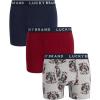 Lucky Brand Men’s Boxer Briefs – 3 Pack Soft Stretch Casual Men’s Underwear with Functional Fly Pouch Boxers (S-2XL)(Mood Indigo/Grey Heather Print/Tibetan Red)