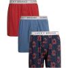 Lucky Brand Mens Boxer Shorts – 3 Pack Knit Cotton Boxers for Men with Functional Fly – Lightweight Mens Underwear Boxers(Blue/Navy Print/Red)