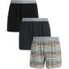 Lucky Brand Mens Boxer Shorts – 3 Pack Knit Cotton Boxers for Men with Functional Fly – Lightweight Mens Underwear Boxers(Jet Black/Stripe/Charcoal/Heather Grey)
