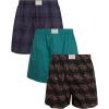 Lucky Brand Mens Boxer Shorts – 3 Pack Woven Cotton Boxers for Men with Functional Fly – Lightweight Mens Underwear Boxers(Blue Print/Black Print/Teal)