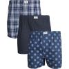 Lucky Brand Mens Boxer Shorts – 3 Pack Woven Cotton Boxers for Men with Functional Fly – Lightweight Mens Underwear Boxers(Blue/Plaid/Navy)