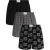 Lucky Brand Mens Boxer Shorts – 3 Pack Woven Cotton Boxers for Men with Functional Fly – Lightweight Mens Underwear Boxers(December Sky Plaid/Jet Black/Jet Black Print)