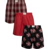 Lucky Brand Mens Boxer Shorts – 3 Pack Woven Cotton Boxers for Men with Functional Fly – Lightweight Mens Underwear Boxers(Plaid/Black Print/Red)
