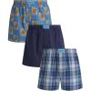 Lucky Brand Mens Boxer Shorts – 3 Pack Woven Cotton Boxers for Men with Functional Fly – Lightweight Mens Underwear Boxers(Plaid/Mood Indigo/Coronet Blue Print)
