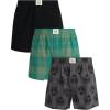 Lucky Brand Mens Boxer Shorts – 3 Pack Woven Cotton Boxers for Men with Functional Fly – Lightweight Mens Underwear Boxers(Plaid/Smoked Pearl Print/Jet Black)